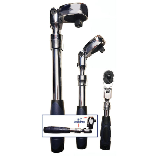 3PC RATCHET REVERSIBLE LOCKING FLEX HEAD EXTENDABLE RATCHET SET